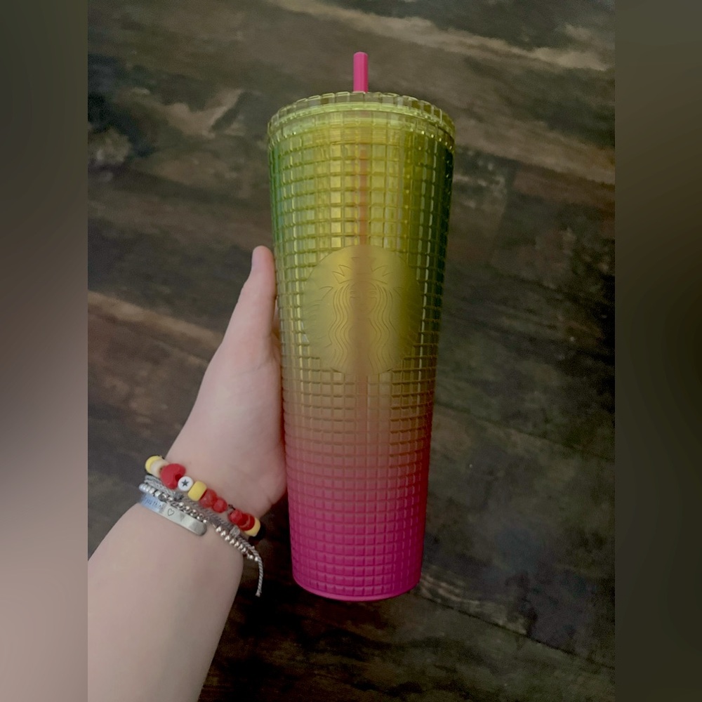 Starbucks Limited yellow to pink tumblr cup
